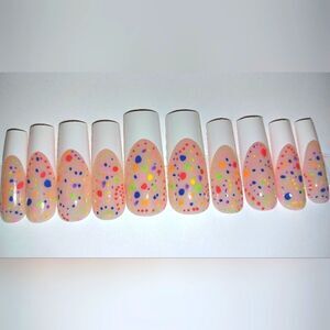 Hand crafted custom french tip 10pc acrylic press on nails sz medium